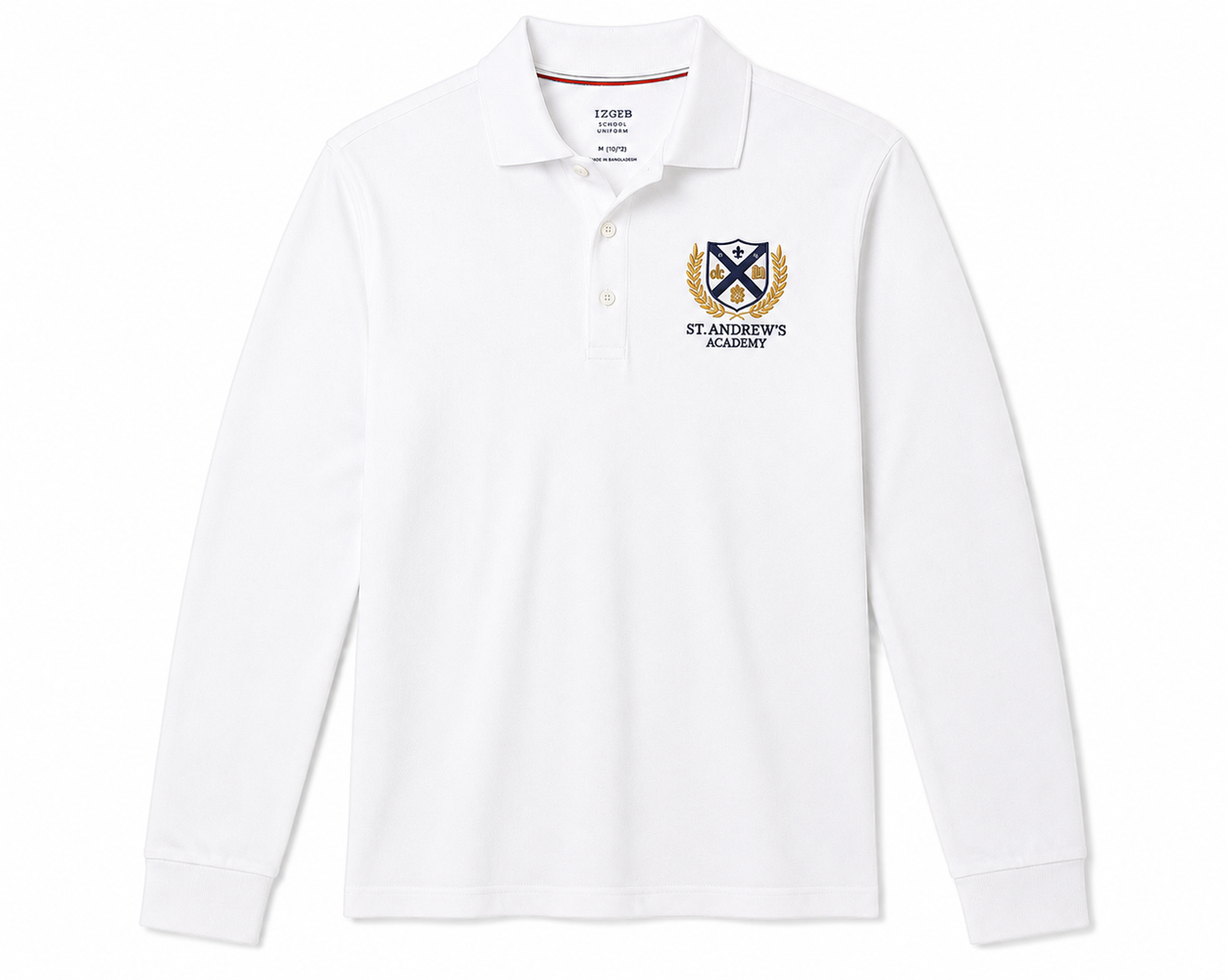 Embroidered Shirt, Saint Andrew Academy, Boys L/S White