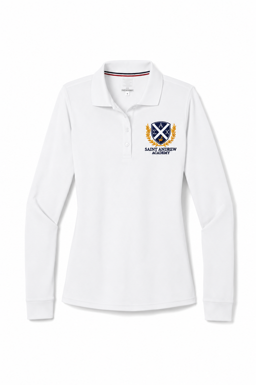 Embroidered Shirt, Saint Andrew Academy, Girls L/S White