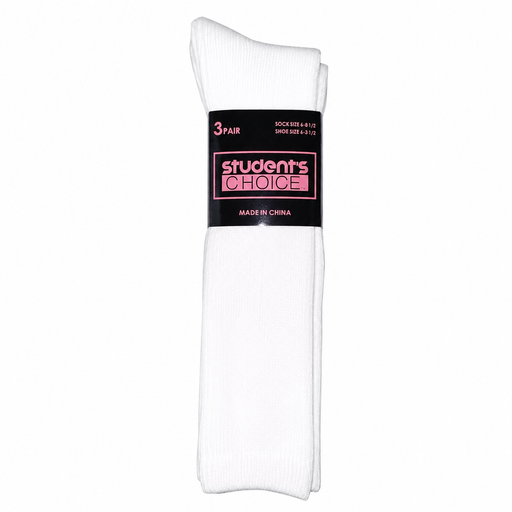 Students Choice, White Socks, 3 Pack