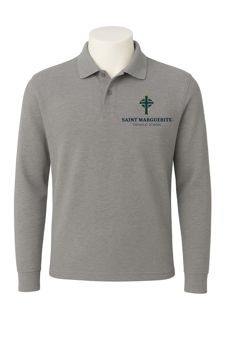 Polo, Unisex L/S Pique Saint Marguerite Catholic School Embroidered