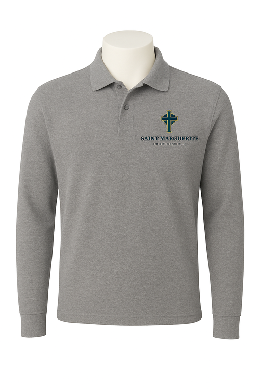 Polo, Unisex L/S Pique Saint Marguerite Catholic School Embroidered