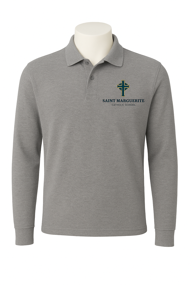 Polo, Unisex L/S Pique Saint Marguerite Catholic School Embroidered
