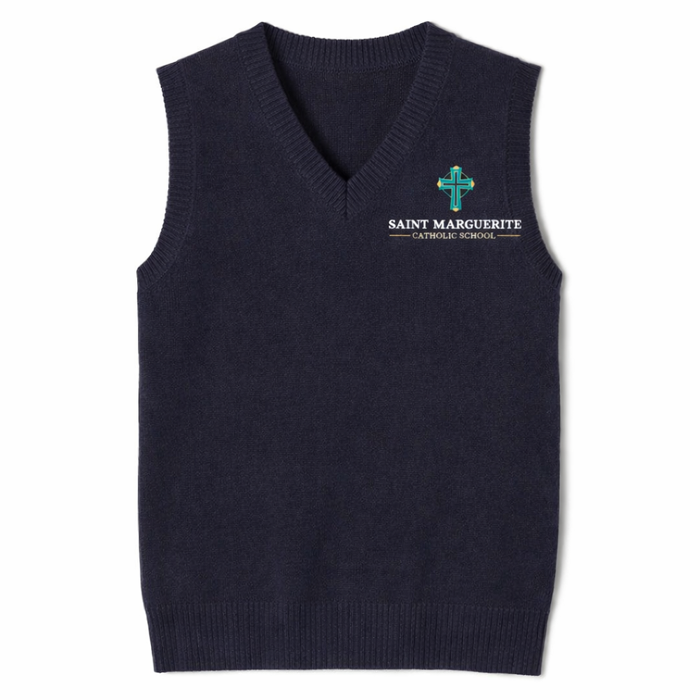 Embroidered Saint Marguerite, Vest, Navy