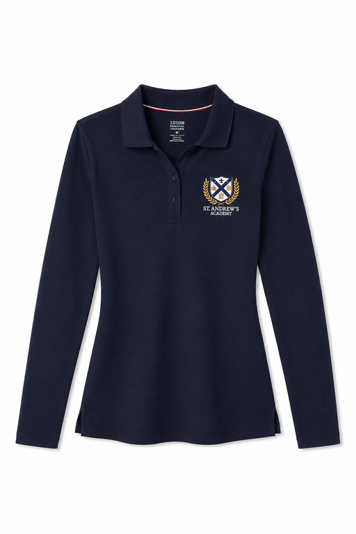 Embroidered Shirt, Saint Andrew Academy, Girls L/S Navy
