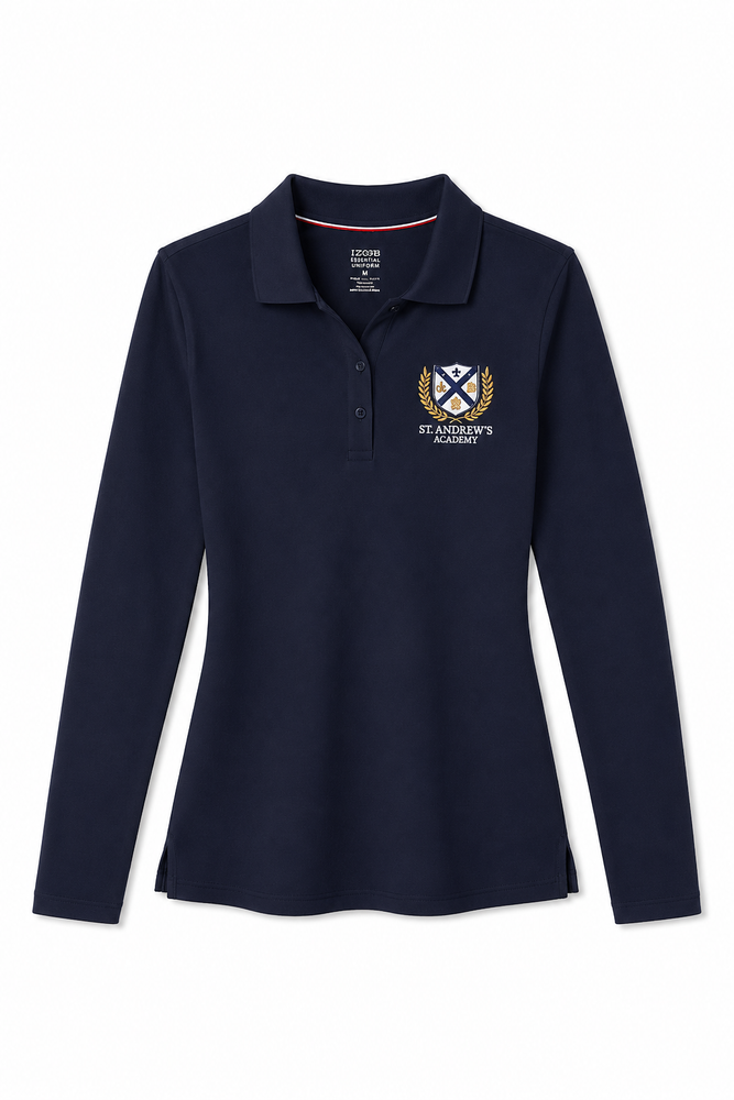 Embroidered Shirt, Saint Andrew Academy, Girls L/S Navy