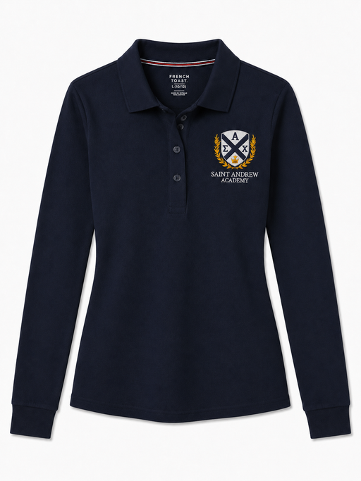 Embroidered Shirt, Saint Andrew Academy, Girls L/S Navy