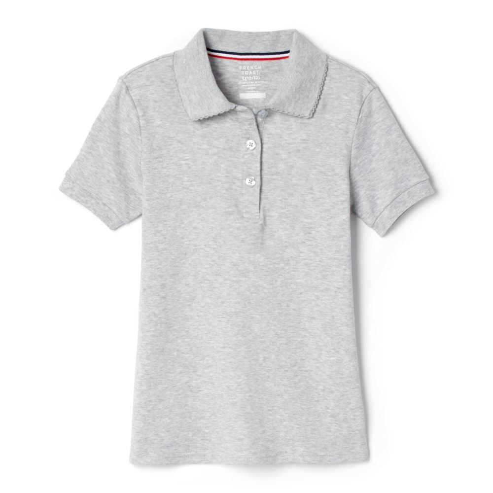 girls grey polo dress Teen Girls Summer Grey And White Contrast Collar Polo Dress,Back-To-School Graduation Butterfly Embroidery Ribbed Knit Snug Fit Casual Preppy Dress