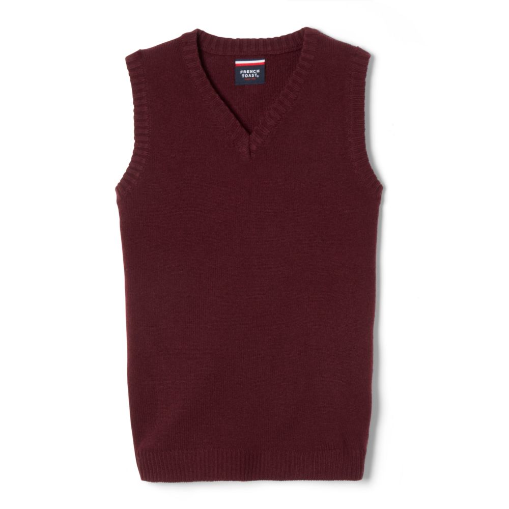 Sweater Vest V-Neck, Burgundy
