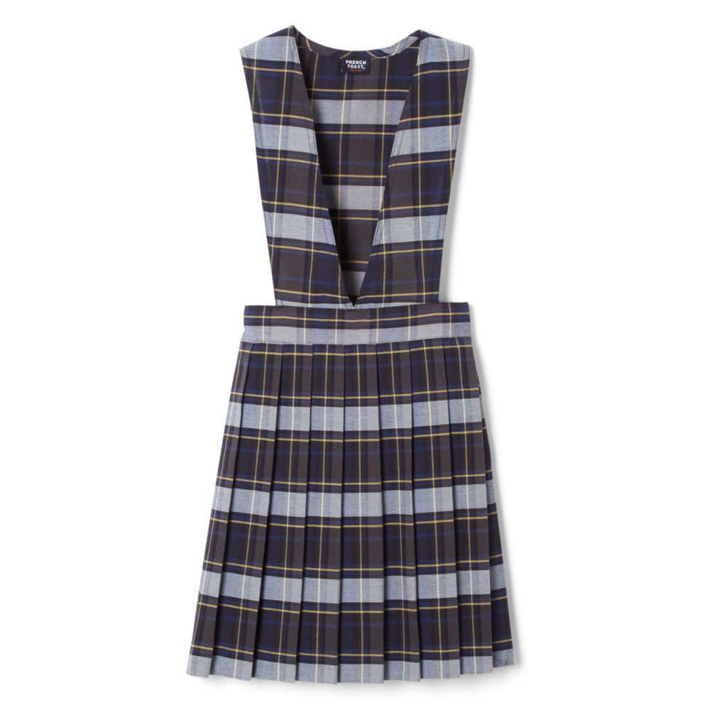 French Toast Girls V-Neck Pleated Plaid Jumper Blue/Gold Plaid 10 1047 French Toast Girls V-Neck Pleated Plaid Jumper Blue/Gold Plaid 10 1047