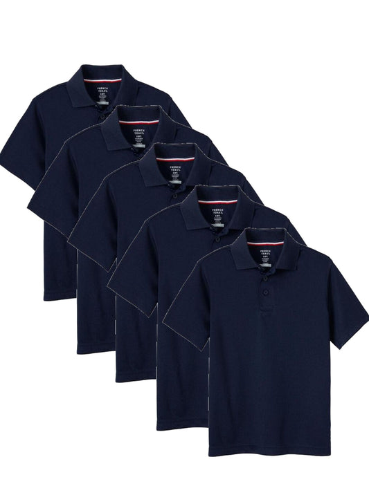 5pk Polo, Boys Navy S/S Pique