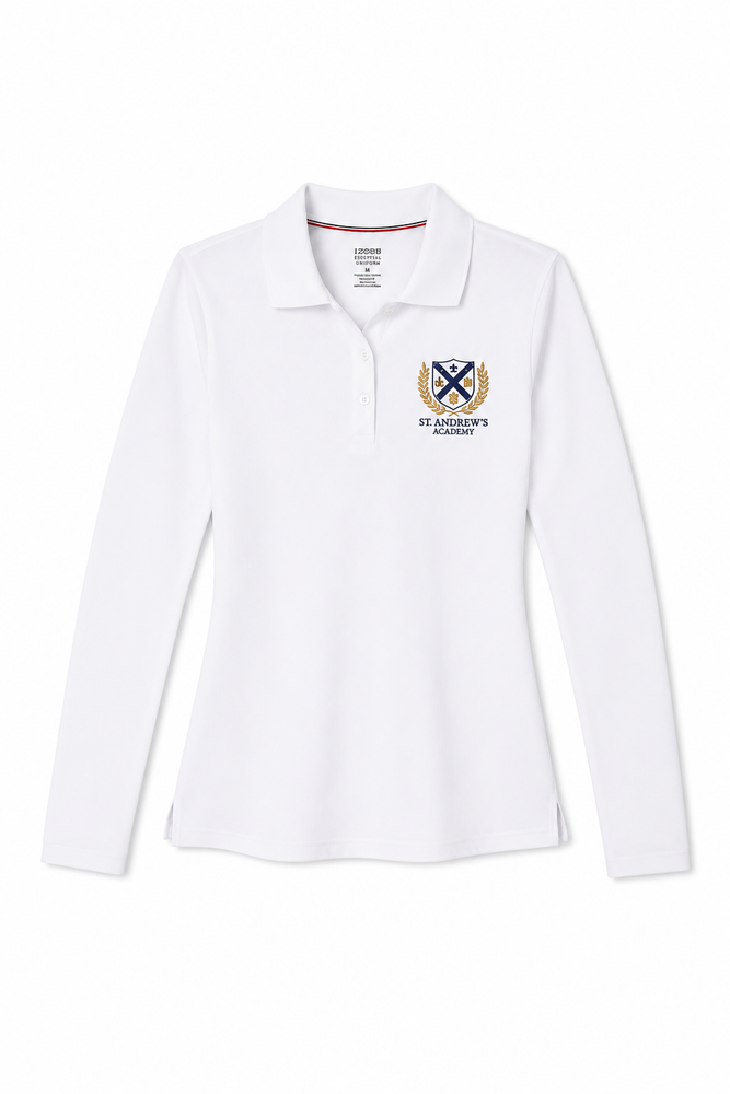 Embroidered Shirt, Saint Andrew Academy, Girls L/S White