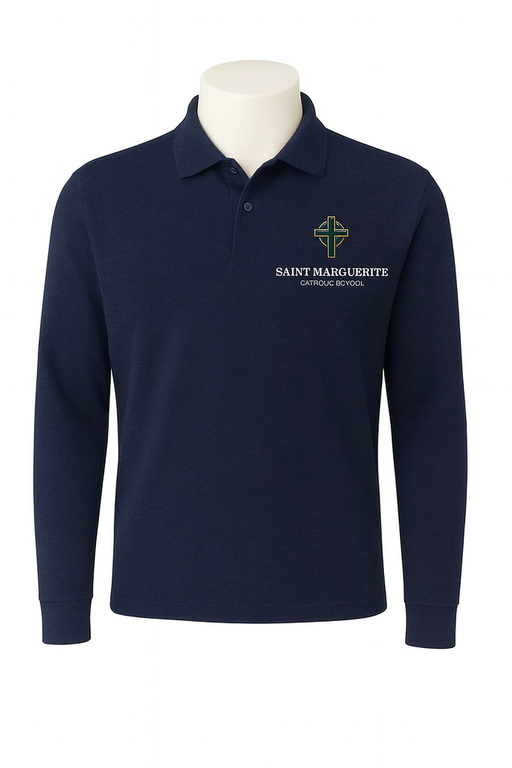 Polo, Unisex L/S Pique Saint Marguerite Catholic School Embroidered