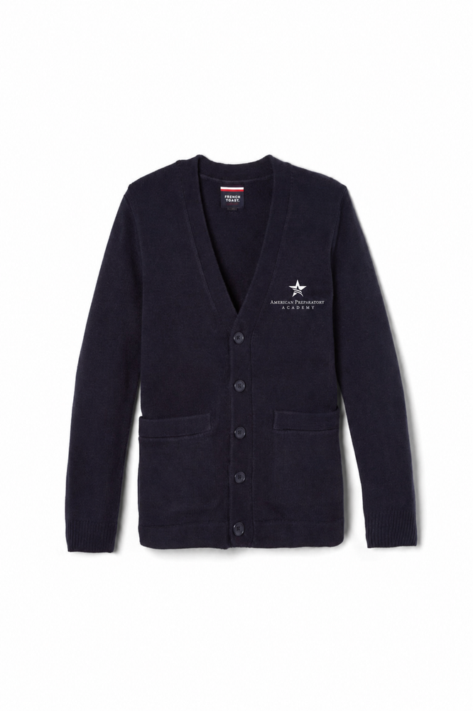 Embroidered Cardigan, American preparatory Academy, V-neck