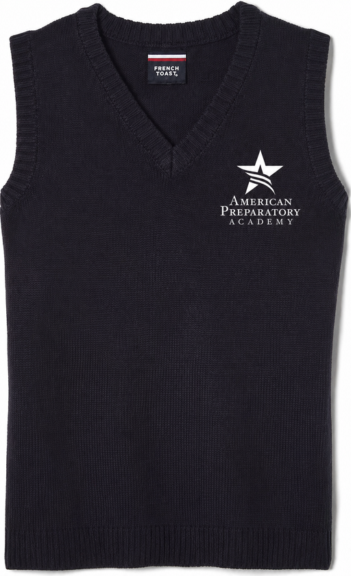 Embroidered Sweater Vest, American Preparatory Academy, Navy