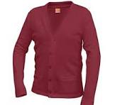 Cardigan Sweater, Youth Anti-Pill V-Neck Grey, Cardinal Red, Black