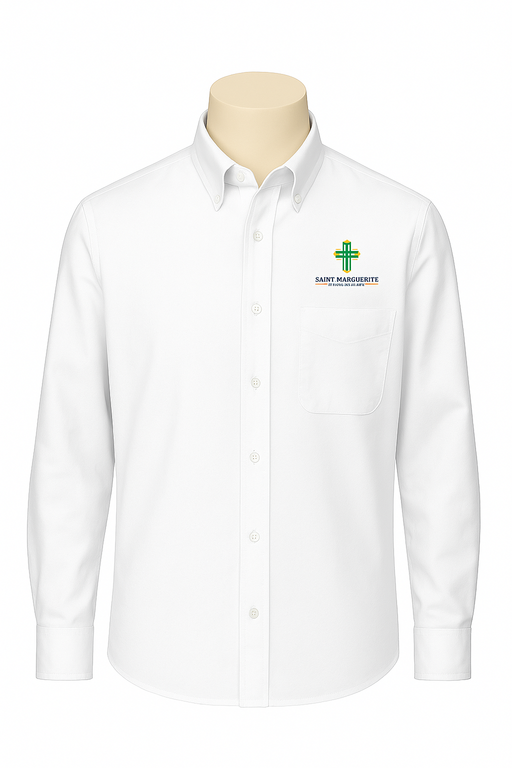 Embroidered Saint Marguerite, Oxford Shirt, Boys White L/S