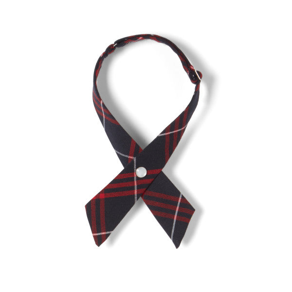 Tie, Plaid #36 -  Navy/Red Adjustable Cross Tie