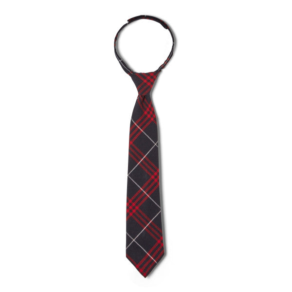 Tie, Velcro Adjustable - Unisex Navy/Red Plaid #36 sizes 8-20