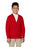 Cardigan Sweater, Youth Red Anti-Pill V-Neck