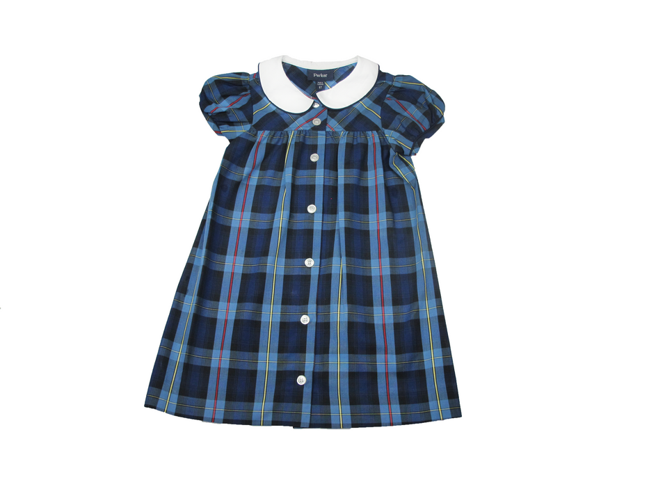Dress, Plaid #41 Button Down, White Collar with Ruffles Sleeves