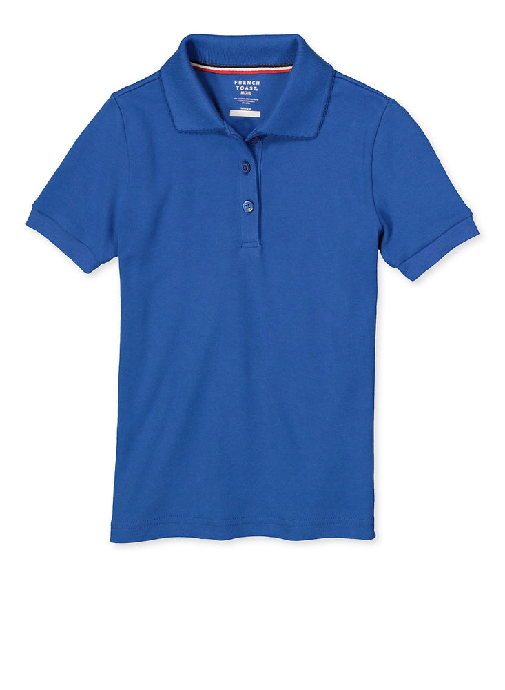 Polo, Girls Royal Blue S/S Interlock with Picot Collar (Feminine Fit)
